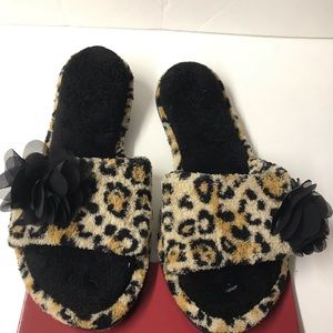 Vintage Dollbaby leopard dearfoams slippers pinup rockabilly y2k slides s 5 6